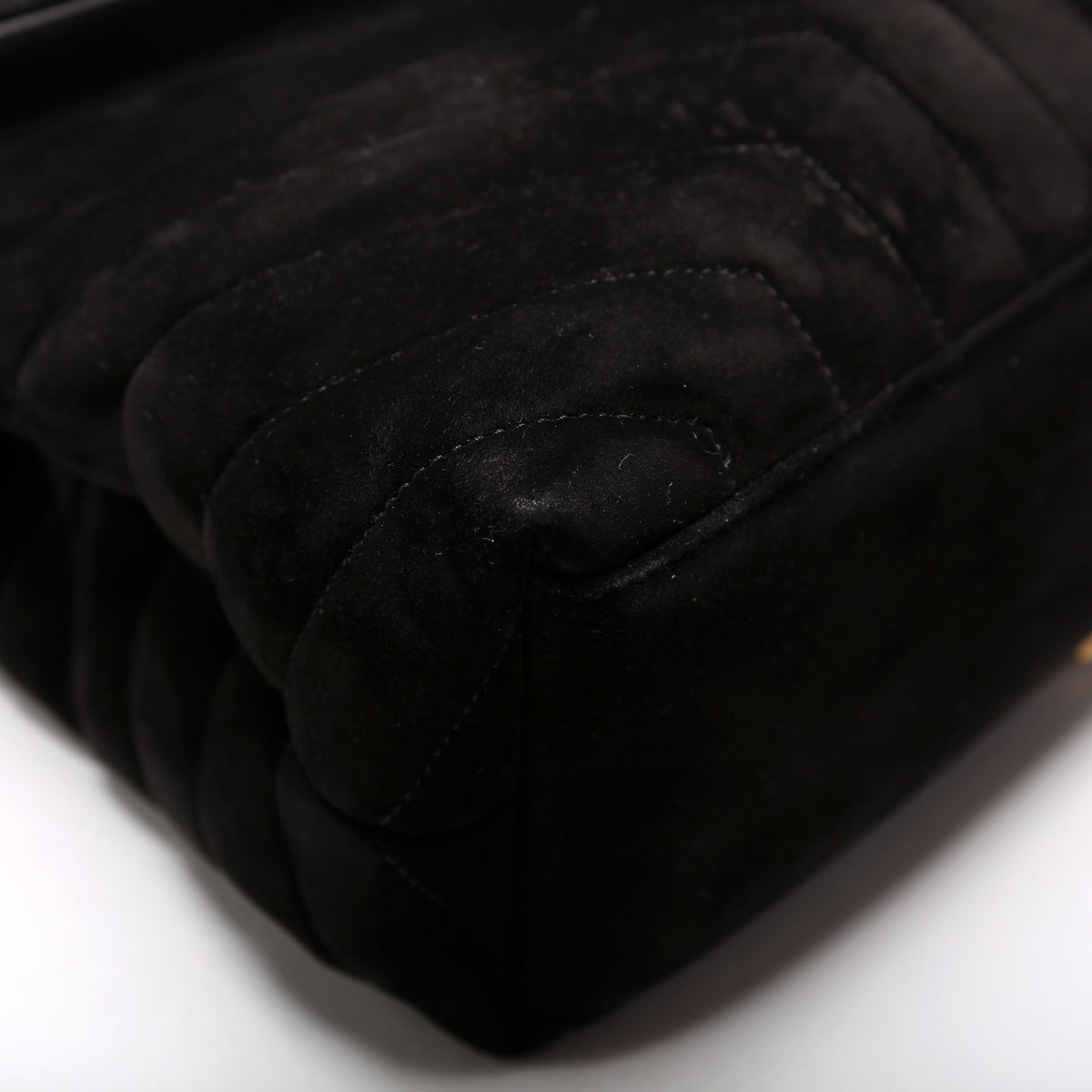 Loulou Medium Quilted Suede  Black