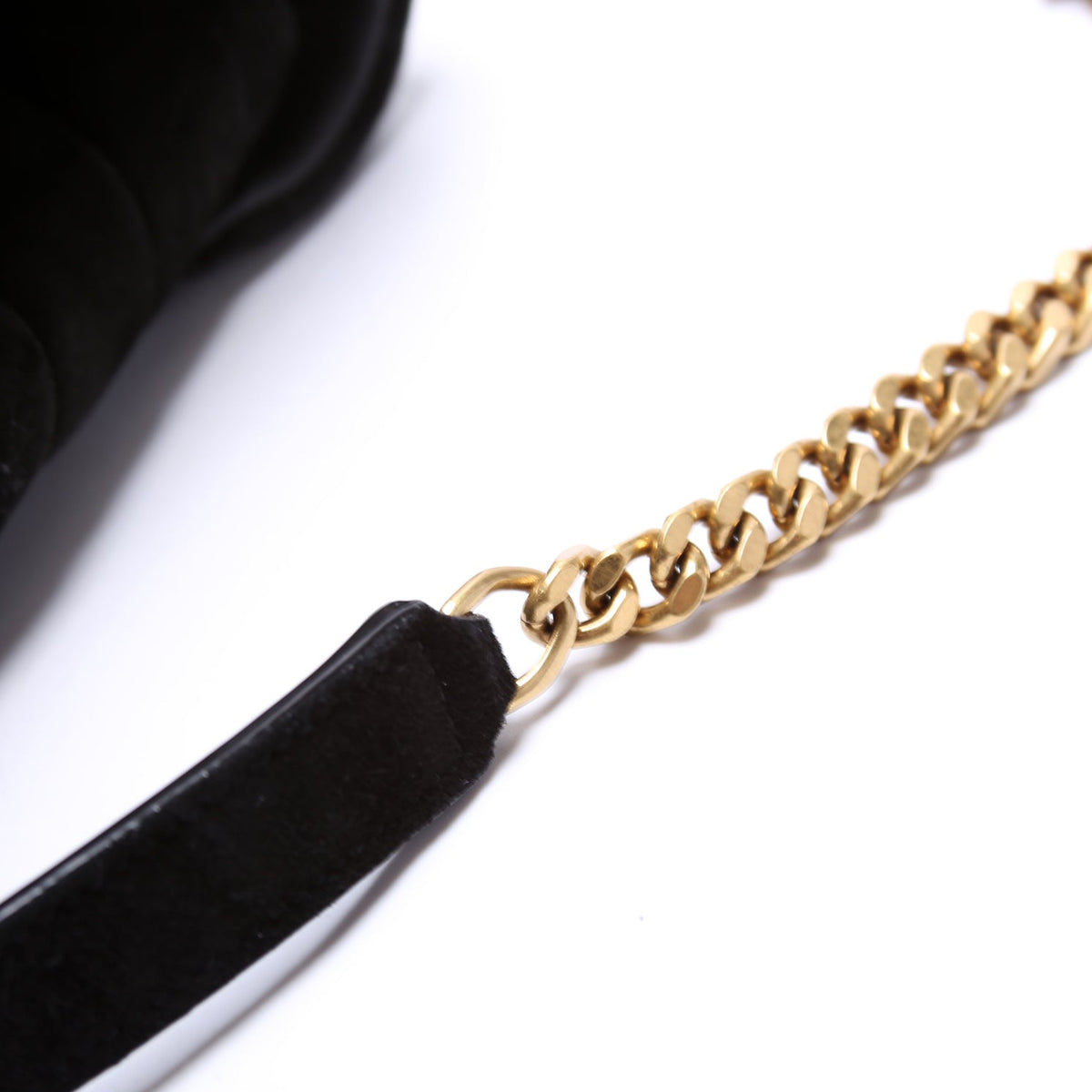 Loulou Medium Quilted Suede  Black