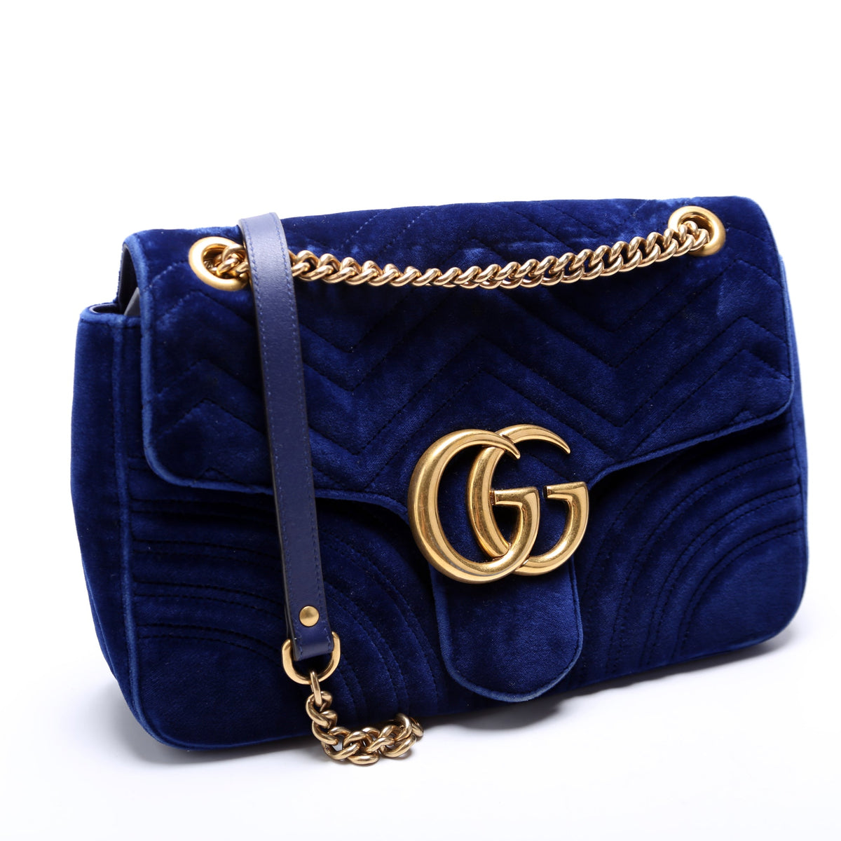 Marmont Velvet Shoulder Medium Blue
