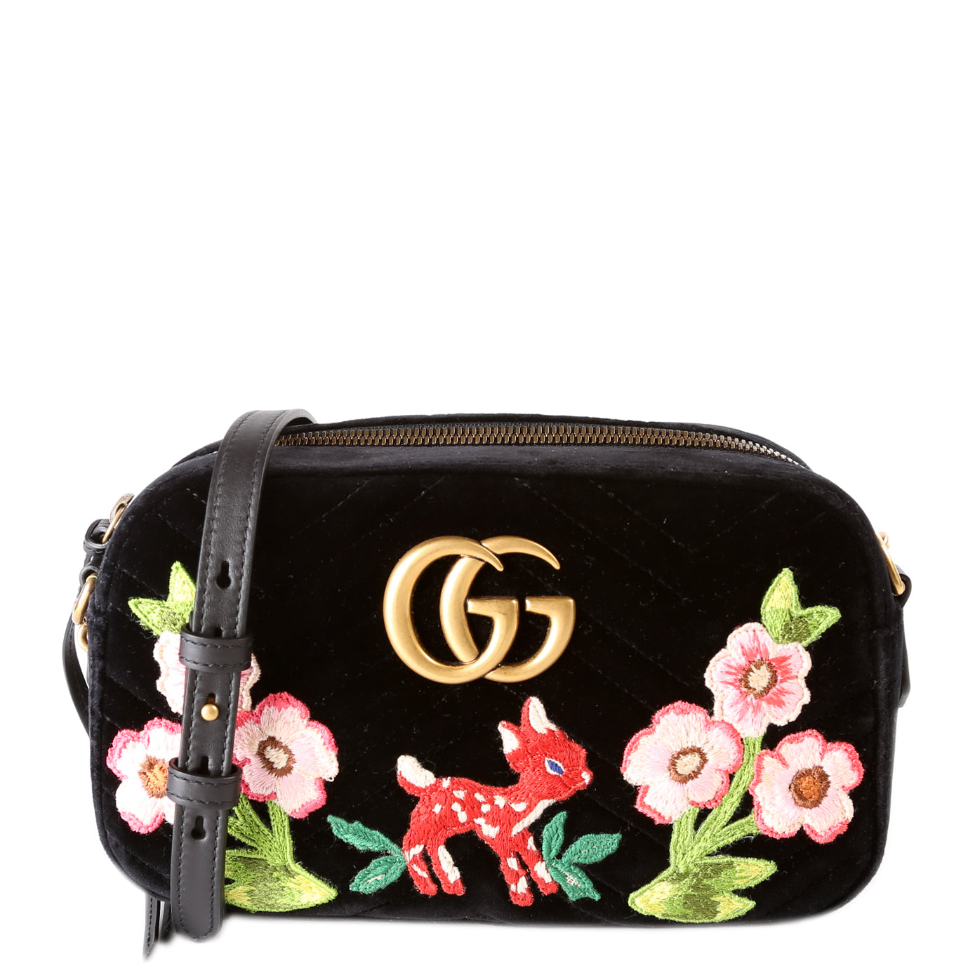 Gucci  Marmont Small Velvet Camera Bag Black