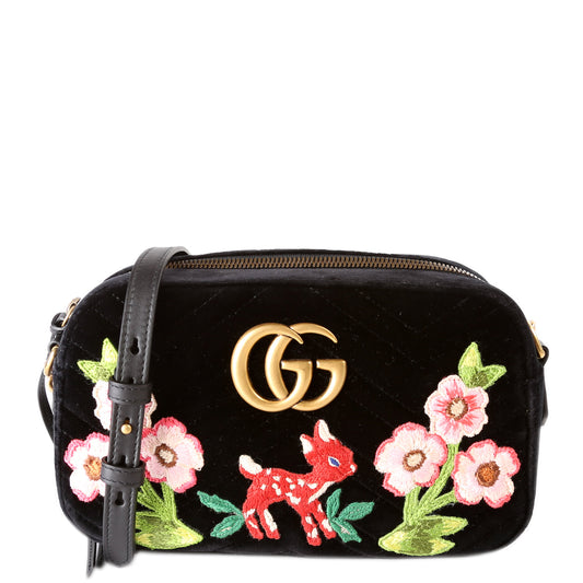 Gucci  Marmont Small Velvet Camera Bag Black
