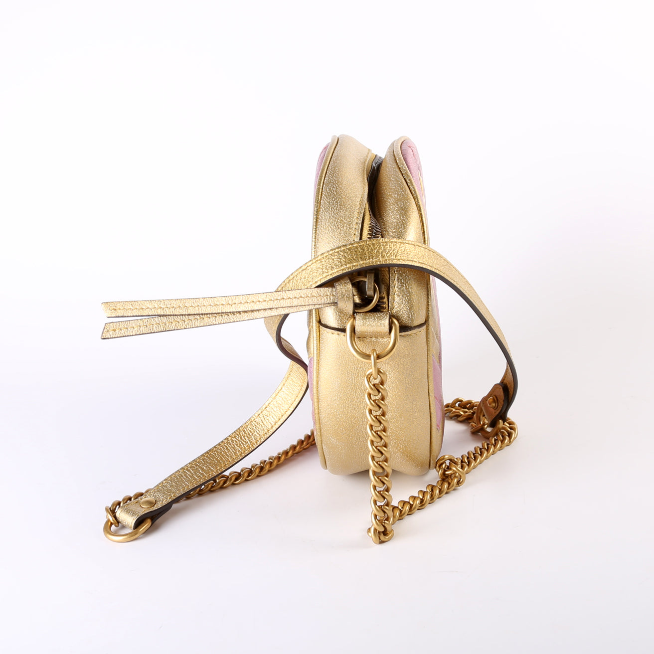 Gucci  Marmont Mini Round Gold/Pink