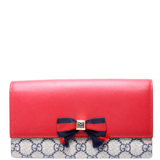 Gucci  GG Supreme Bow Continental Wallet Red/Navy