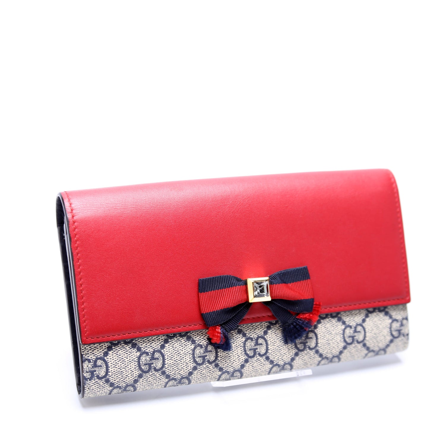 GG Supreme Bow Continental Wallet Red/Navy