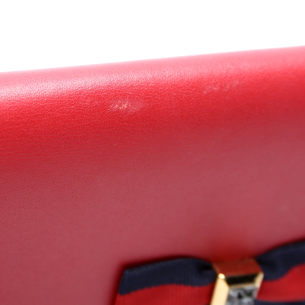 GG Supreme Bow Continental Wallet Red/Navy
