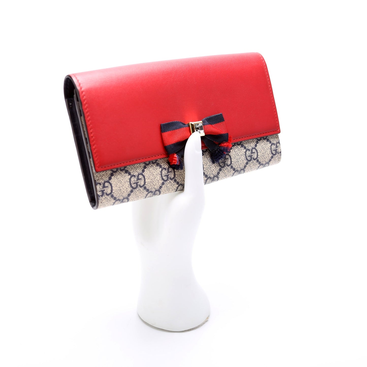 GG Supreme Bow Continental Wallet Red/Navy