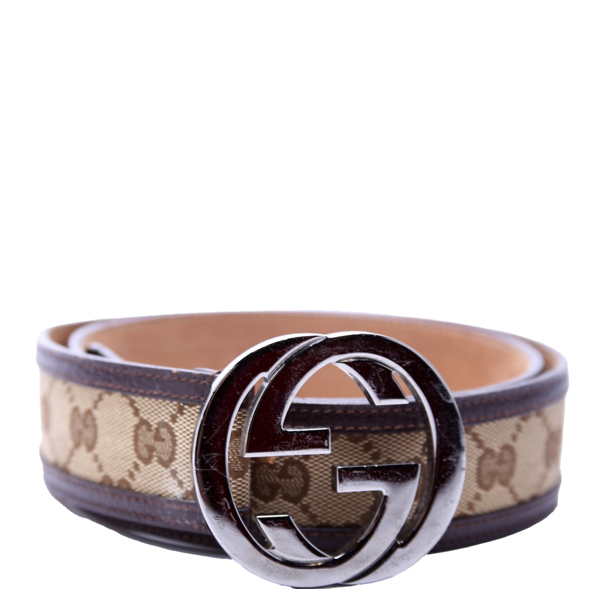 Interlocking Leather Belt Size / Brown