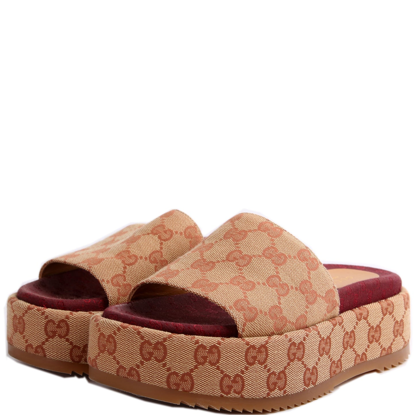 Gucci GG Canvas Platform Slides Size