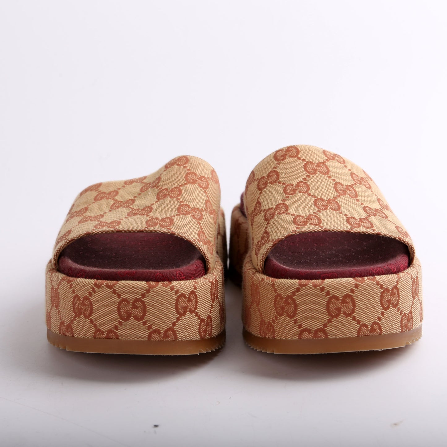 Gucci GG Canvas Platform Slides Size
