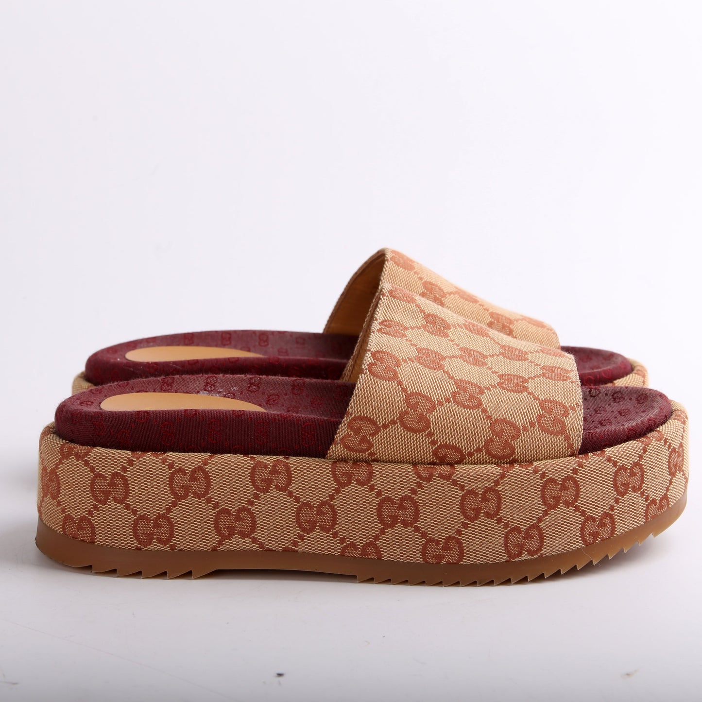 Gucci GG Canvas Platform Slides Size