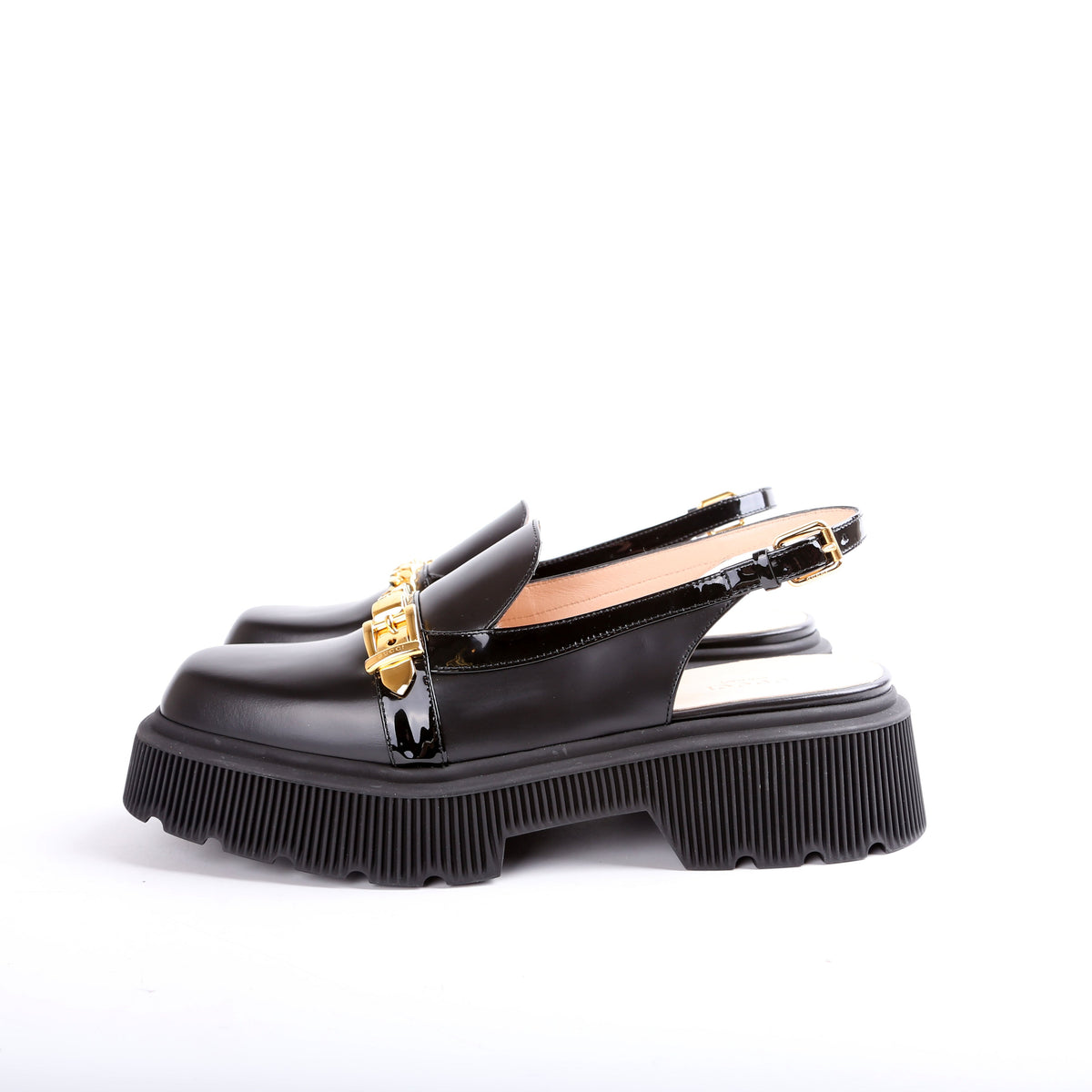 Calfskin Hundler Chain Slingback Loafers Size .