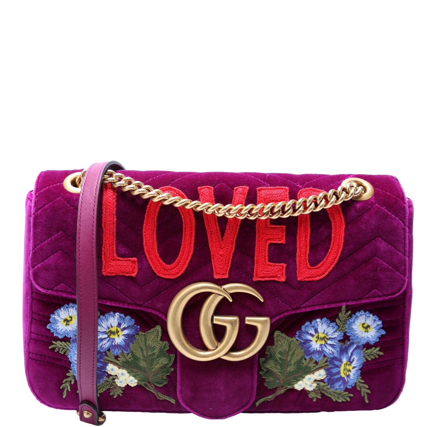 Gucci  Marmont Velvet Loved Shoulder Medium Purple/Multicolor