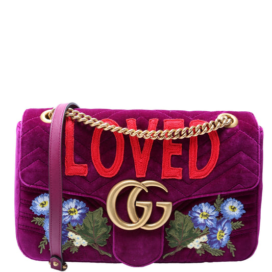 Gucci  Marmont Velvet Loved Shoulder Medium Purple/Multicolor
