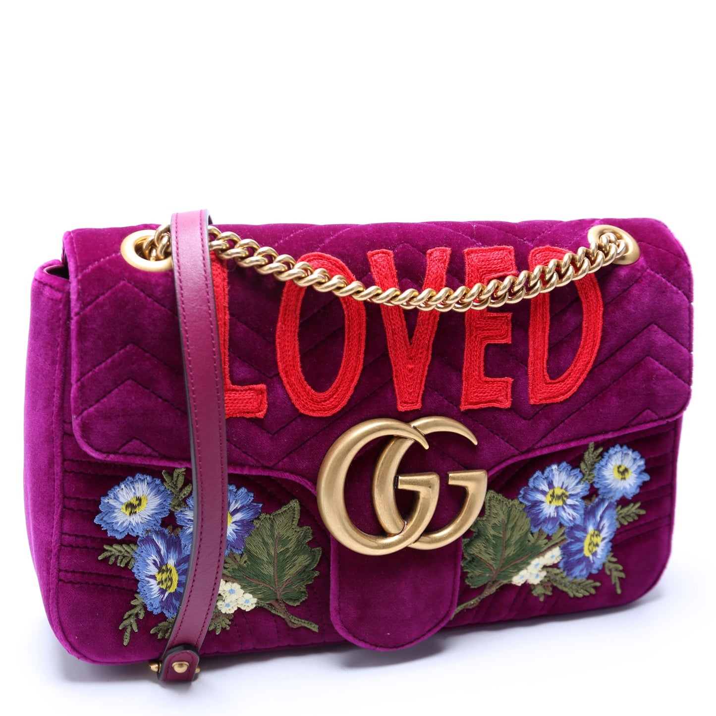 Gucci  Marmont Velvet Loved Shoulder Medium Purple/Multicolor