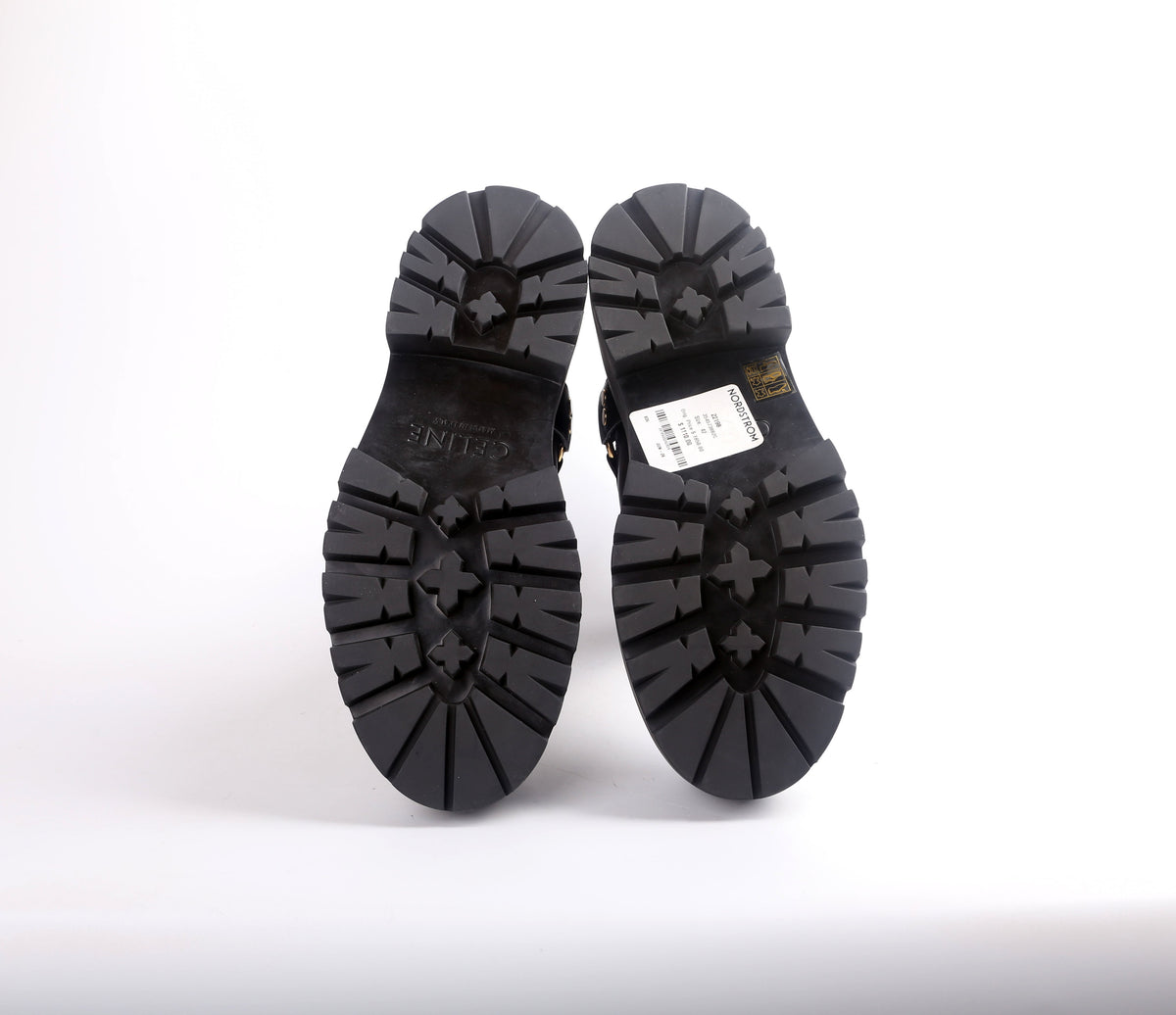 Calfskin Buckle Biker Boots Size 42