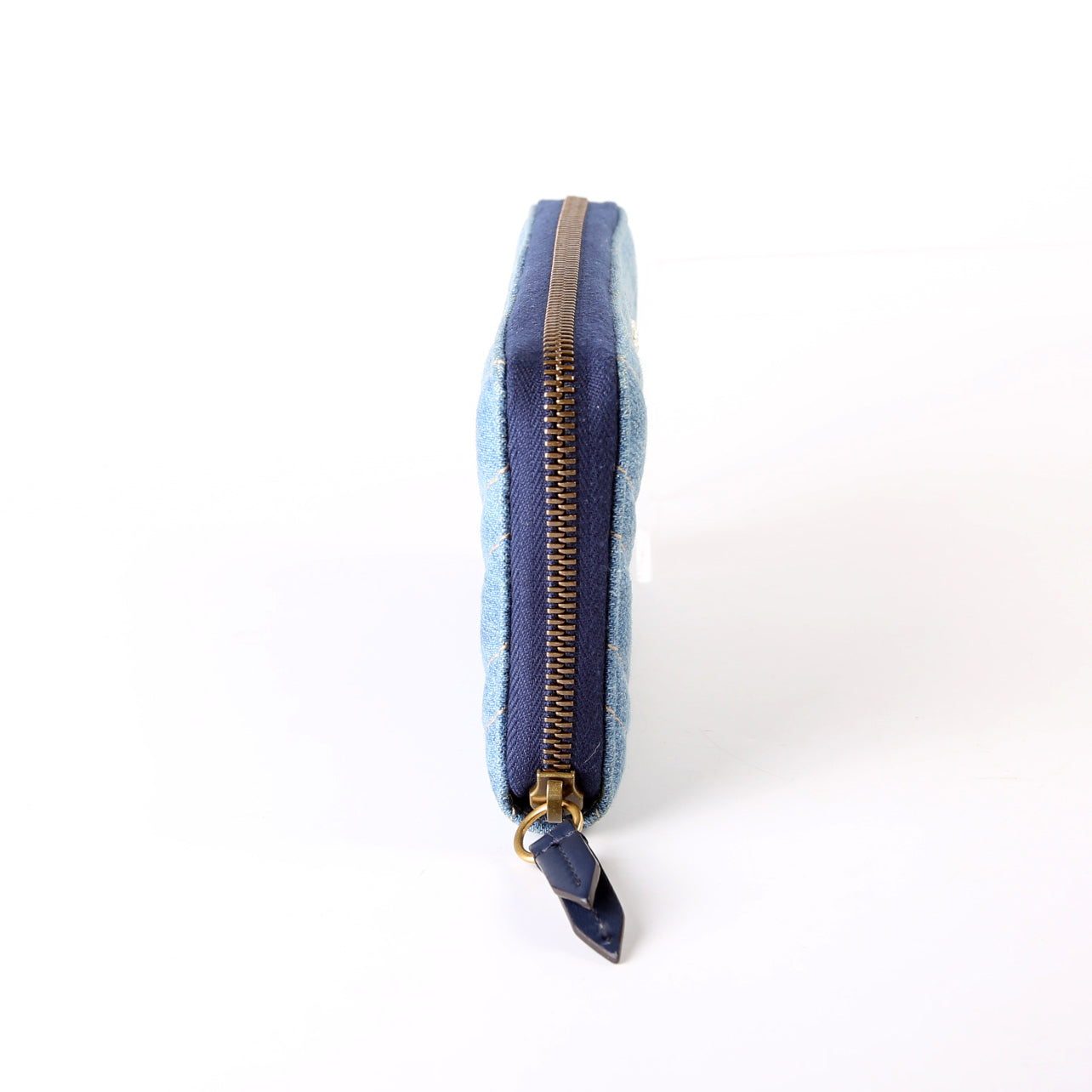 GG Marmont Pearly Denim Zip Around Wallet Blue