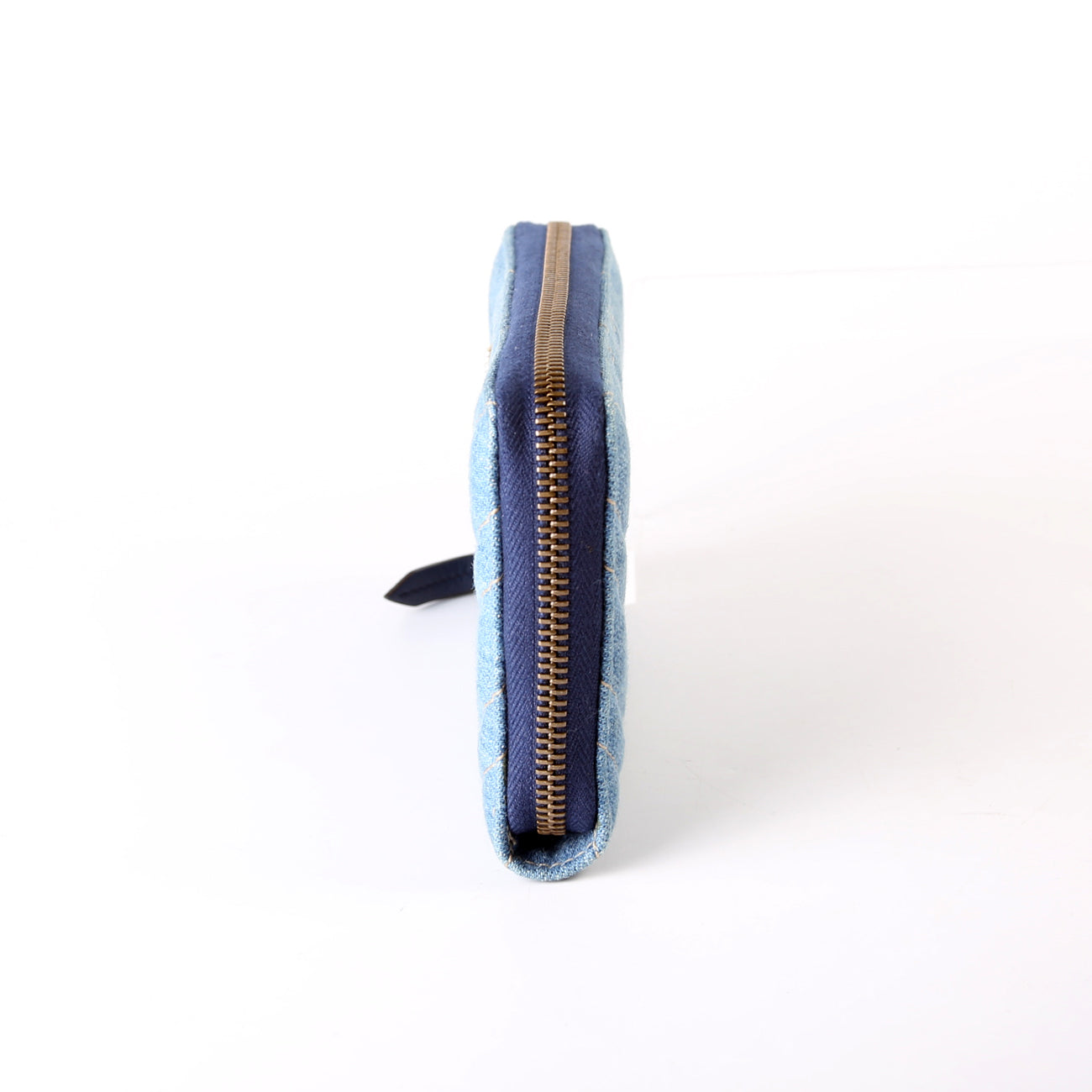 GG Marmont Pearly Denim Zip Around Wallet Blue