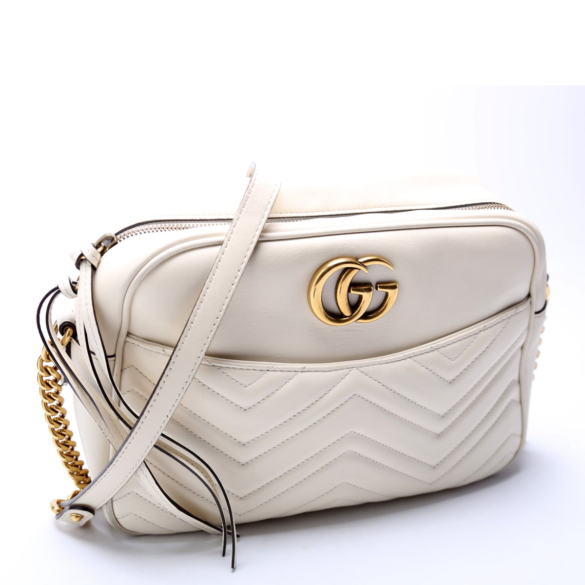 GG Marmont Medium Chain Bag Cream