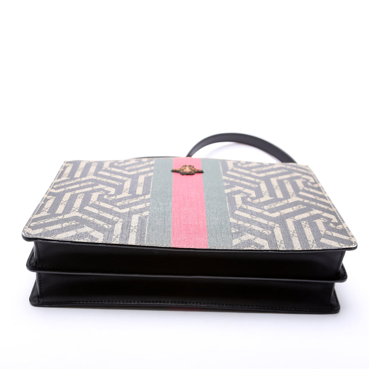 GG Leather Double Zip Messenger Black