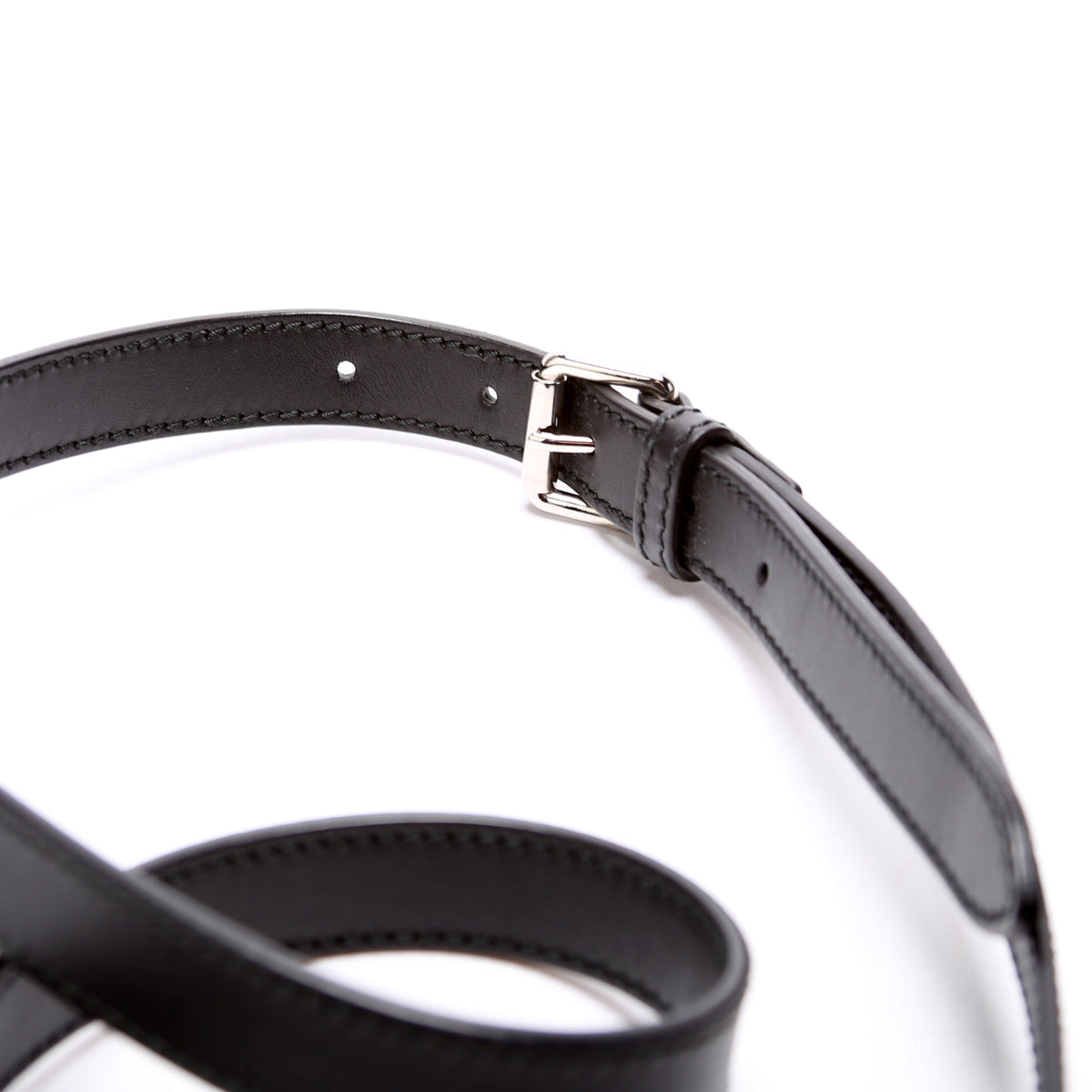 GG Leather Double Zip Messenger Black