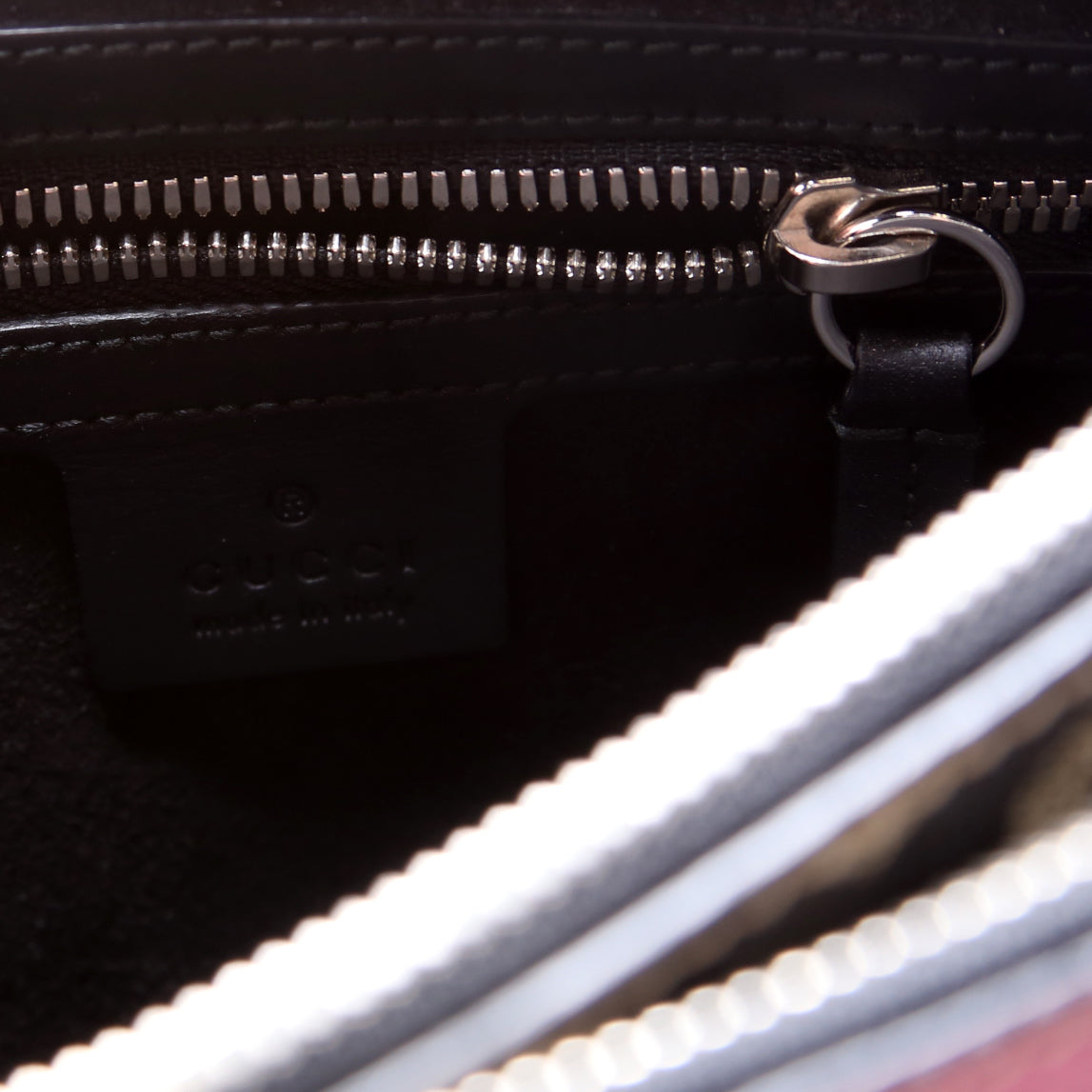 GG Leather Double Zip Messenger Black