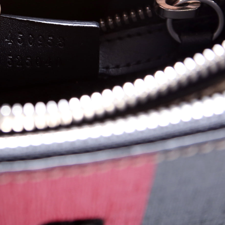 GG Leather Double Zip Messenger Black
