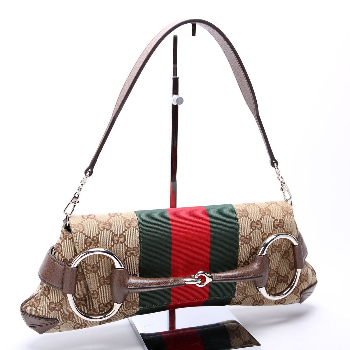 Horsebit Chain Medium Shoulder Bag Brown