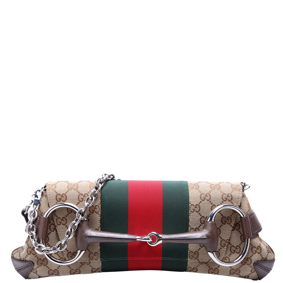 Horsebit Chain Medium Shoulder Bag Brown