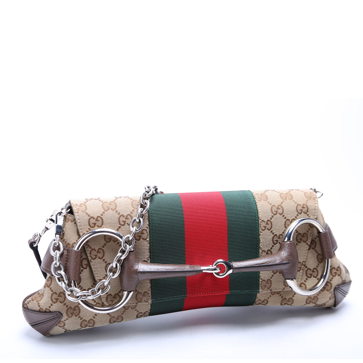 Horsebit Chain Medium Shoulder Bag Brown