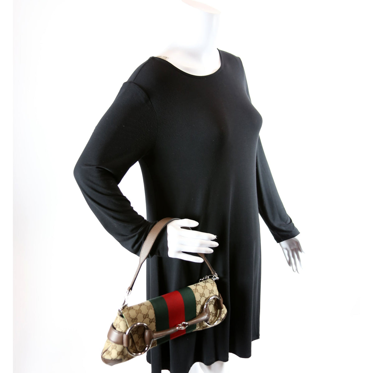 Horsebit Chain Medium Shoulder Bag Brown