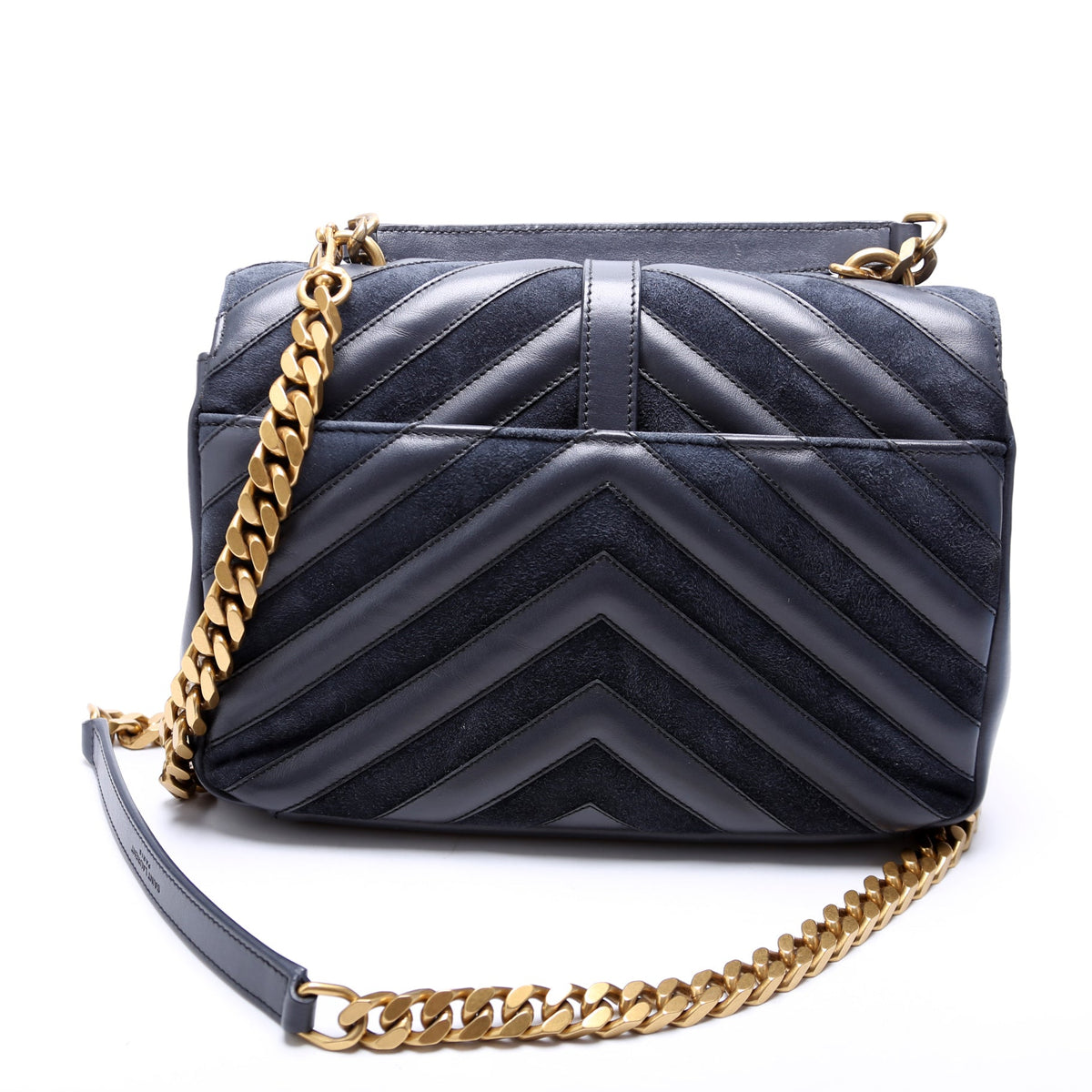 College Bag Medium Leather/Suede Navy
