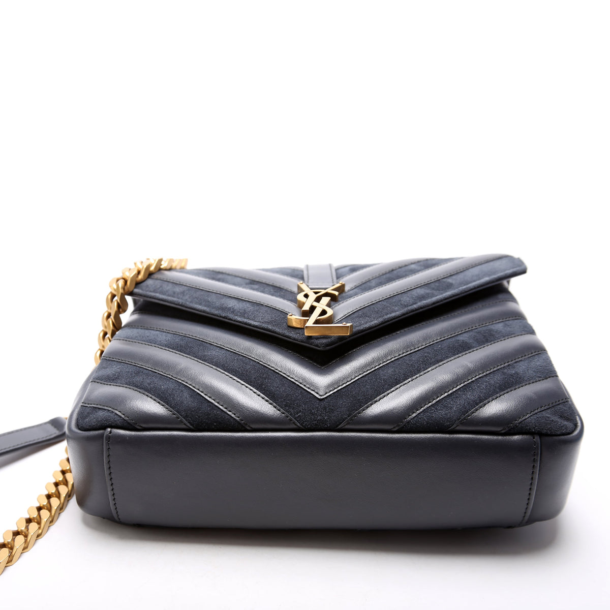 College Bag Medium Leather/Suede Navy