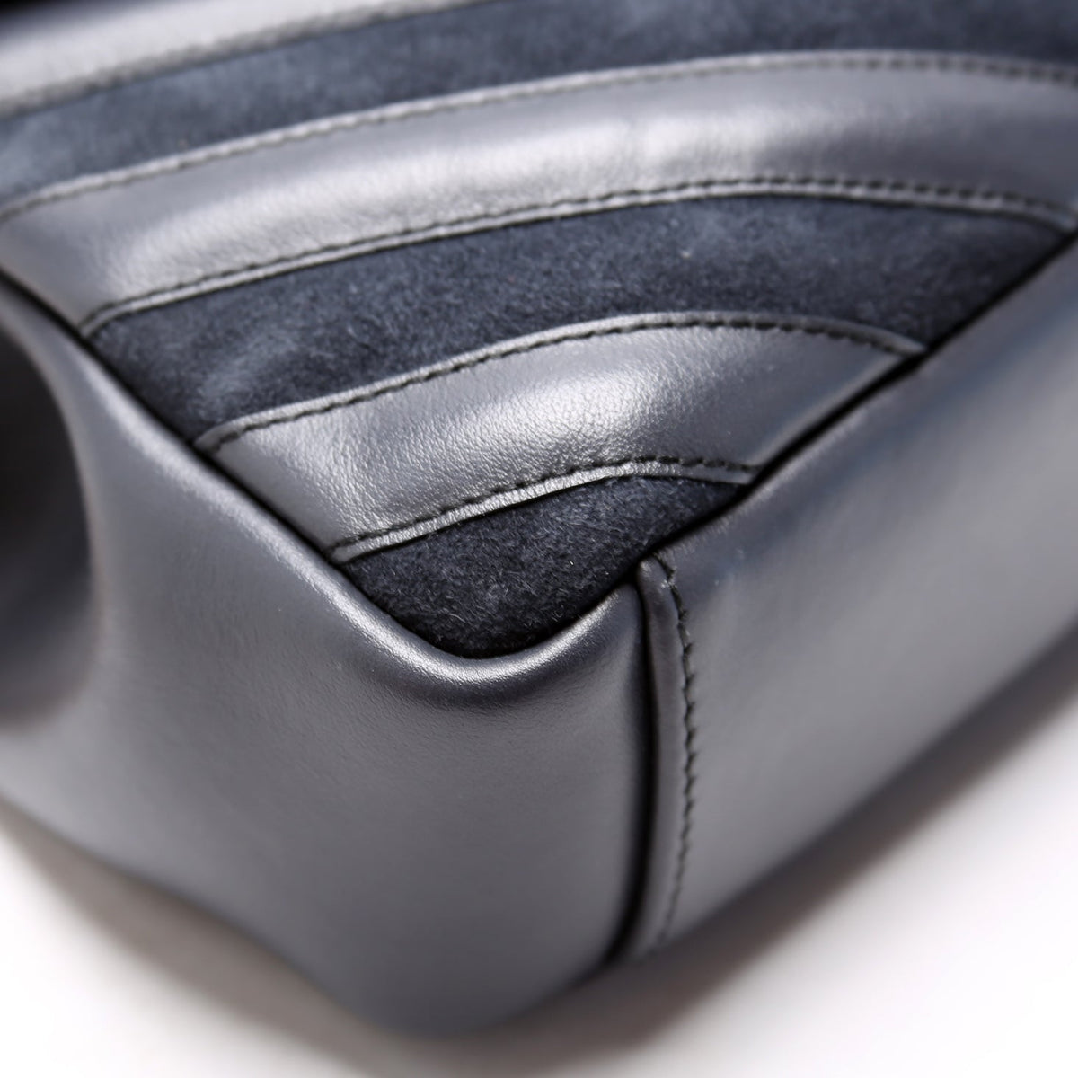 College Bag Medium Leather/Suede Navy