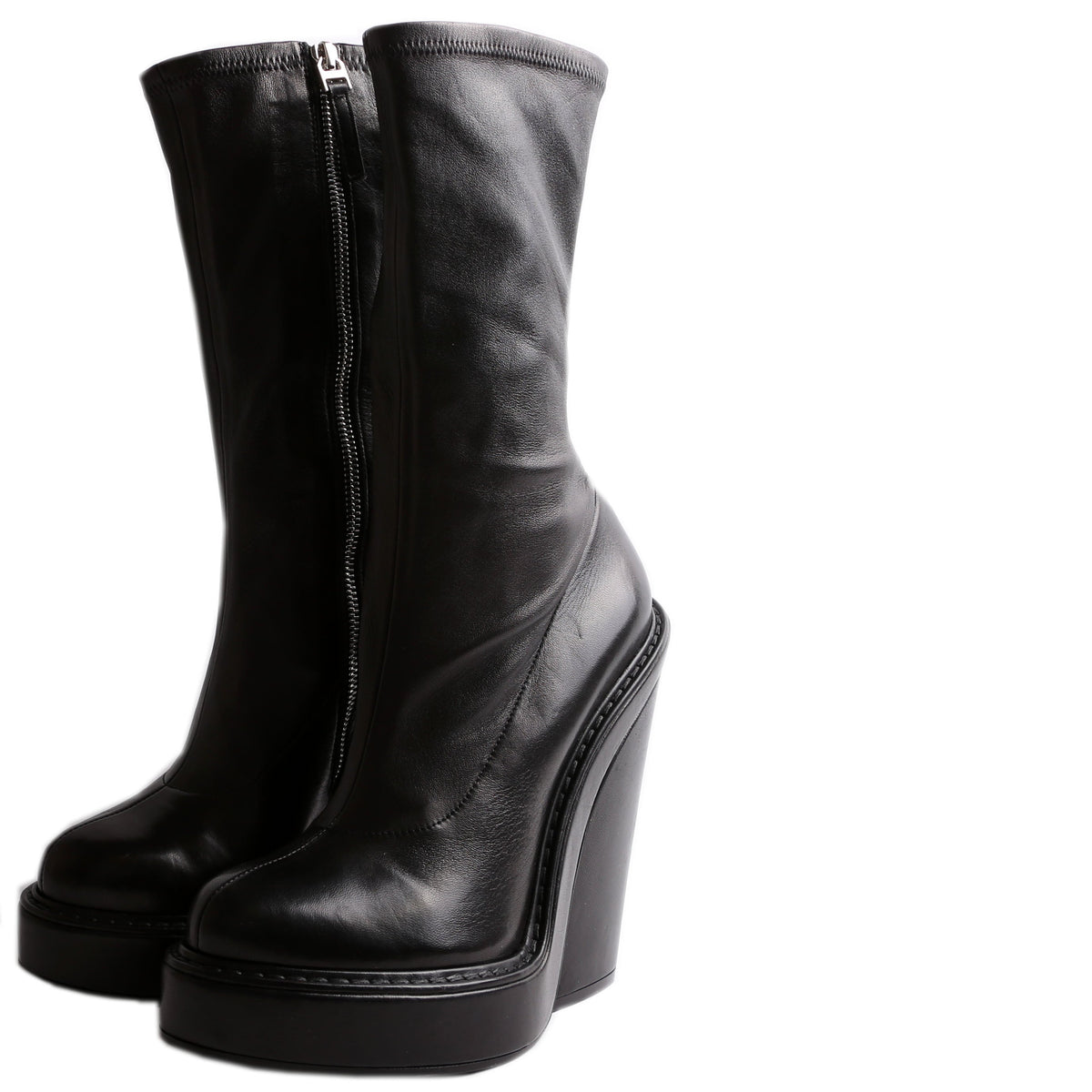 Leather Zip Up Boots Size 37.5