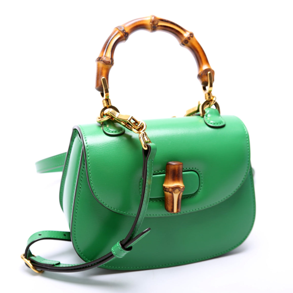 Bamboo Mini Top Handle Bag Green