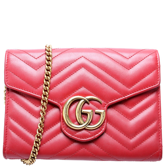 Gucci  Marmont Chain Wallet Red