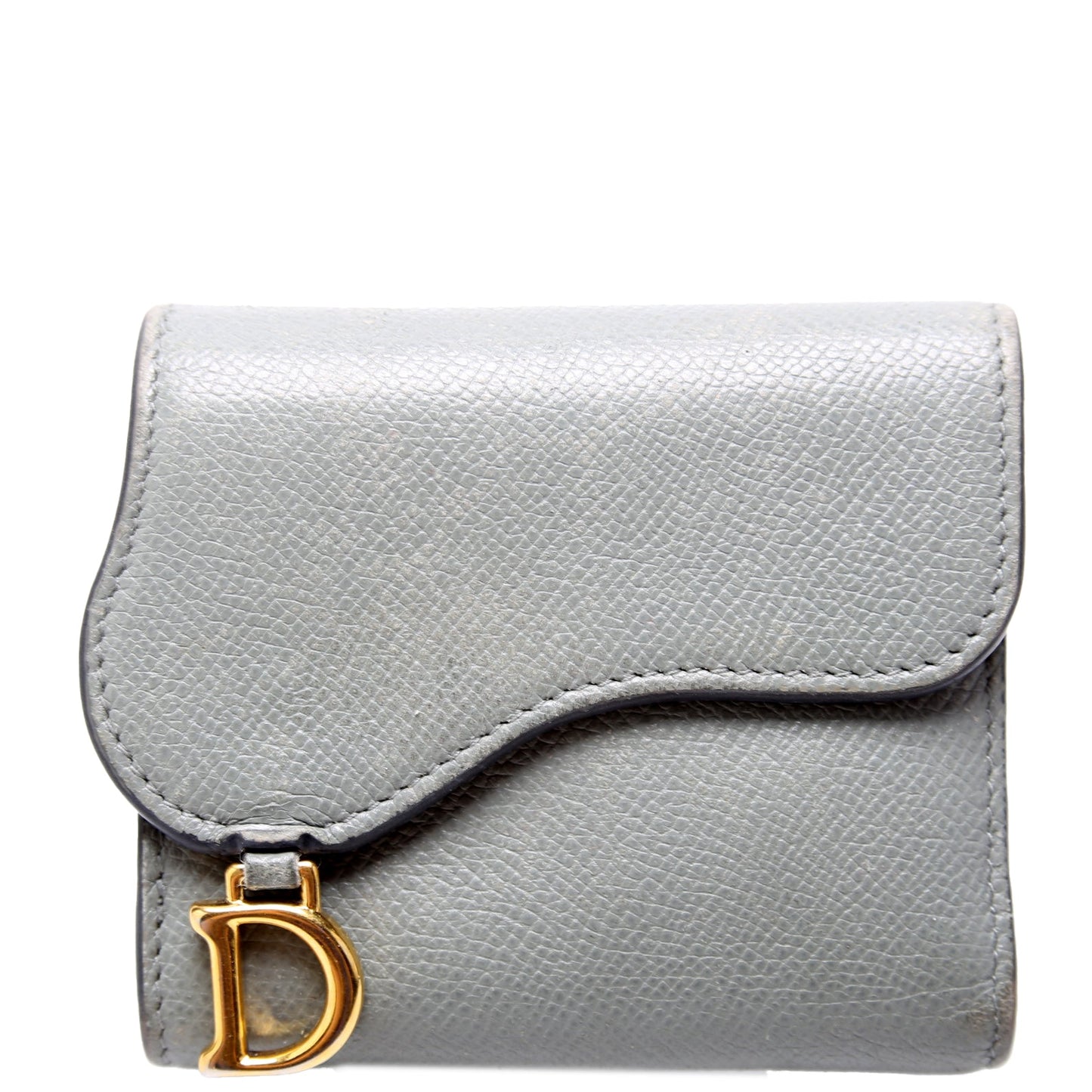 Saddle Lotus Wallet Calfskin Grey