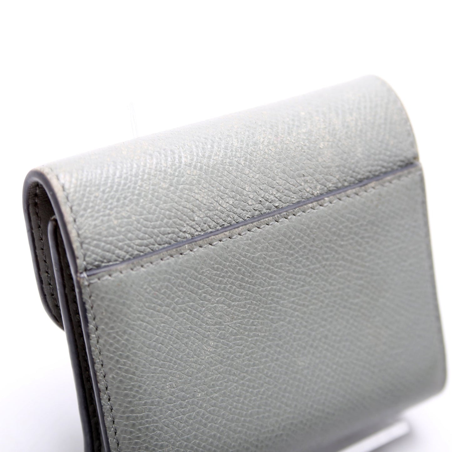 Saddle Lotus Wallet Calfskin Grey