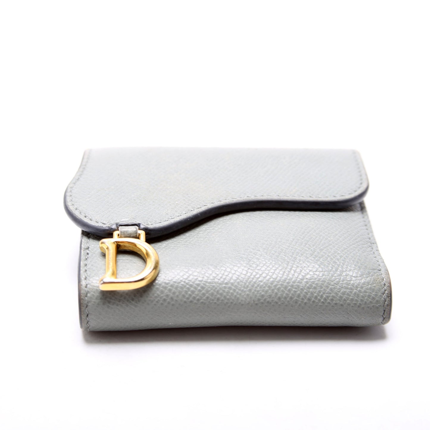 Saddle Lotus Wallet Calfskin Grey