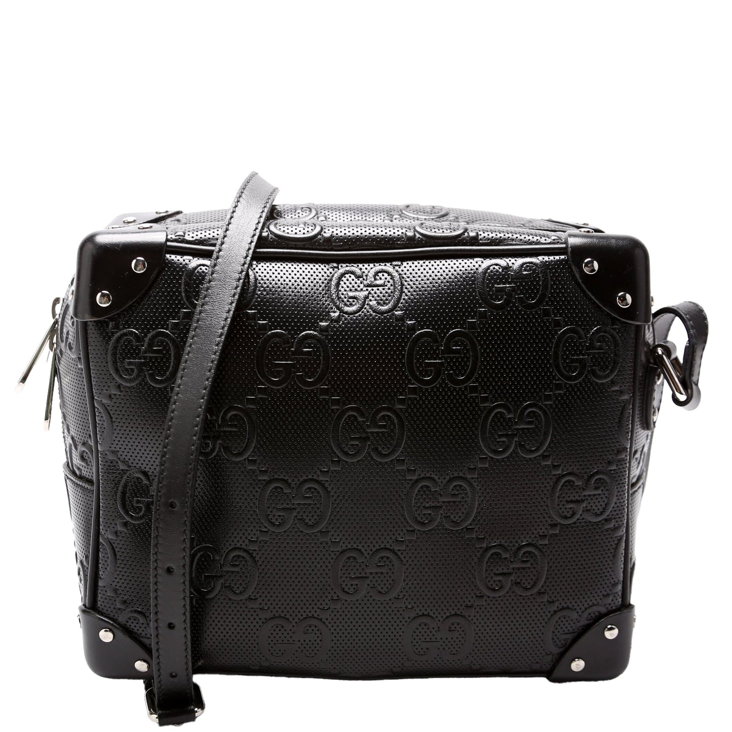 Gucci  GG Embossed Square Messenger Bag Black