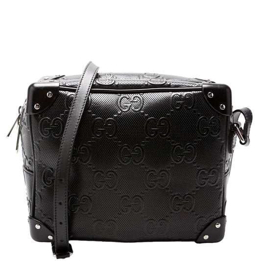 Gucci  GG Embossed Square Messenger Bag Black