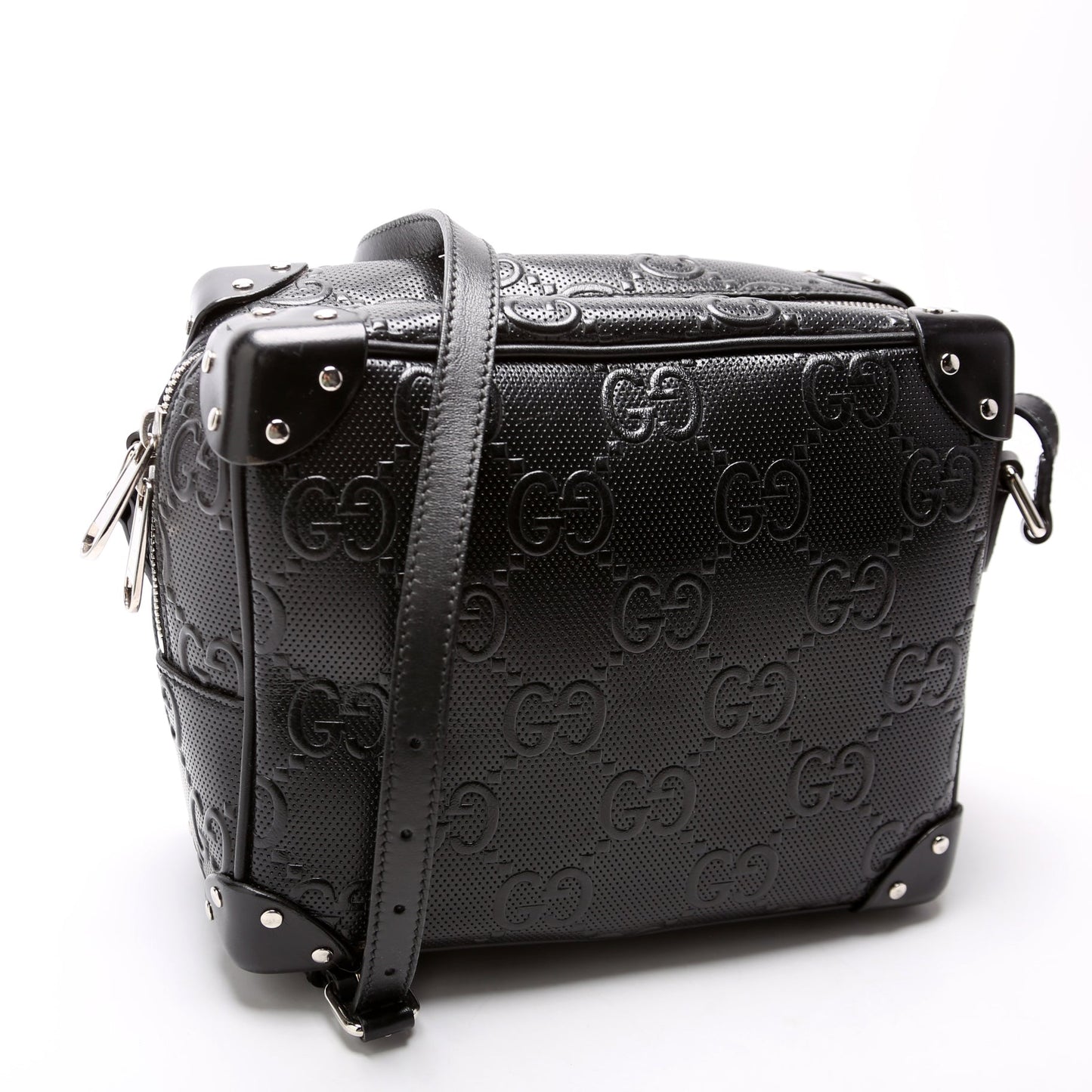 Gucci  GG Embossed Square Messenger Bag Black