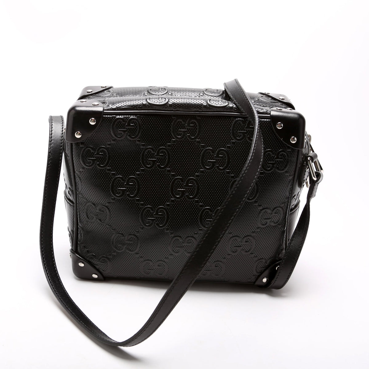 GG Embossed Square Messenger Bag Black