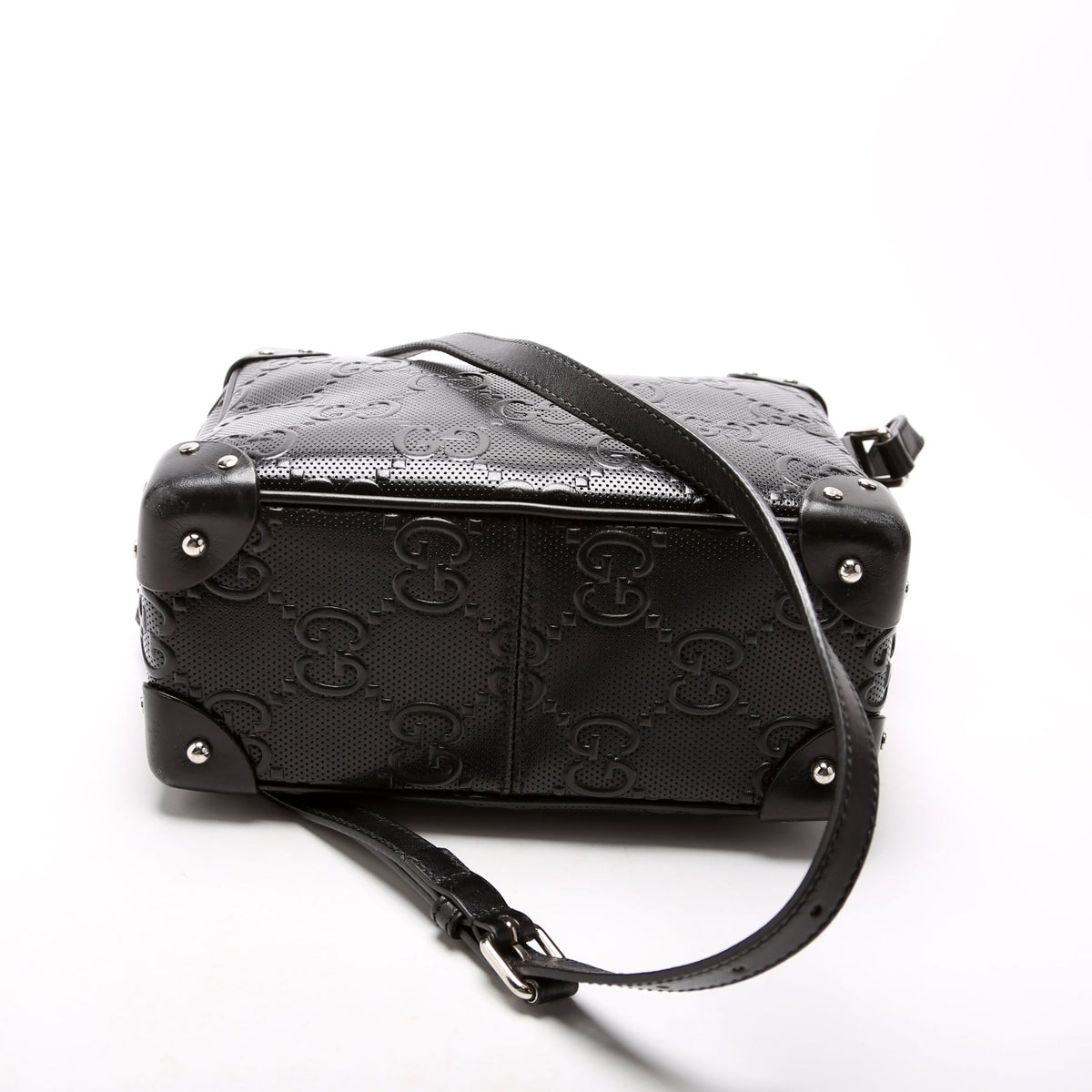 GG Embossed Square Messenger Bag Black