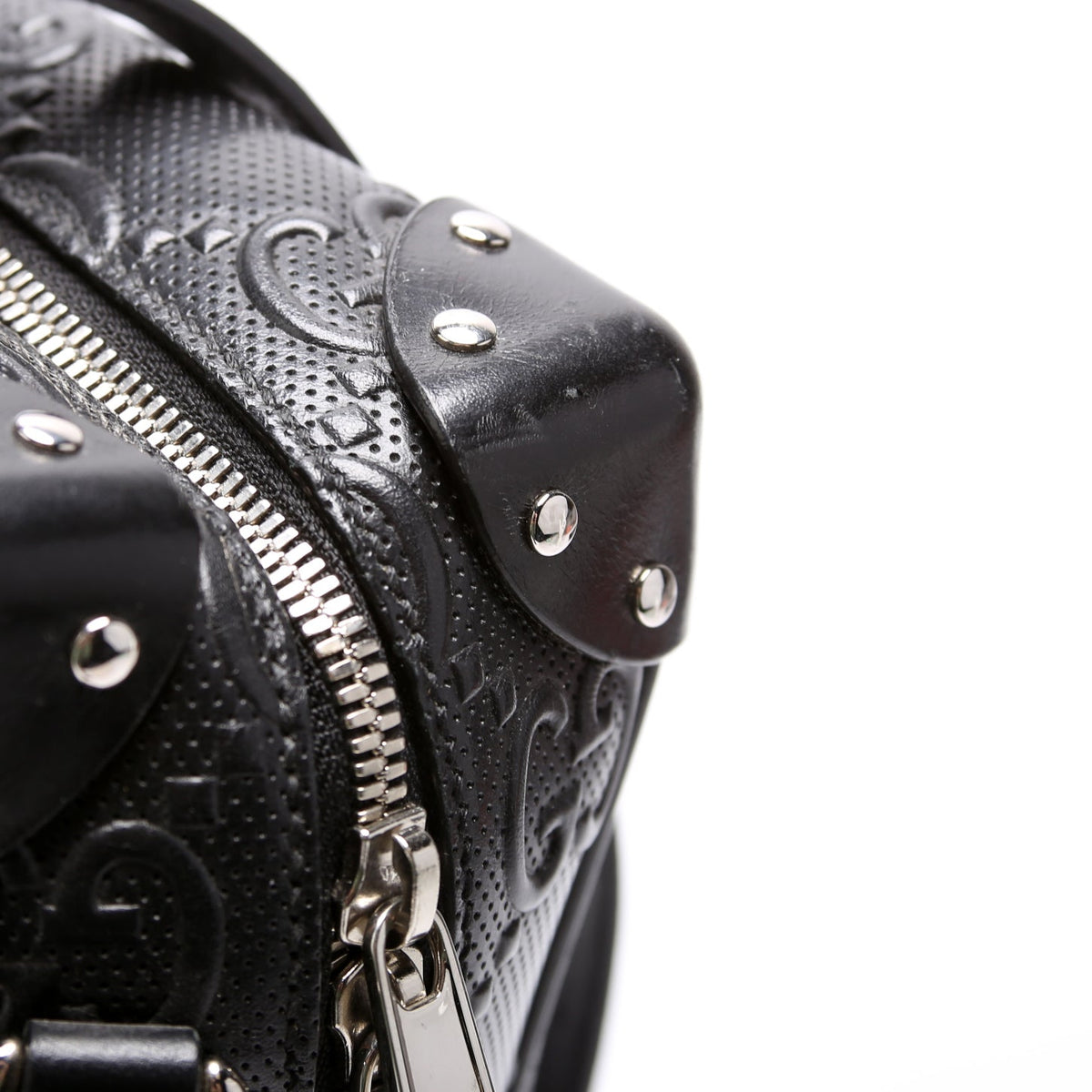 GG Embossed Square Messenger Bag Black