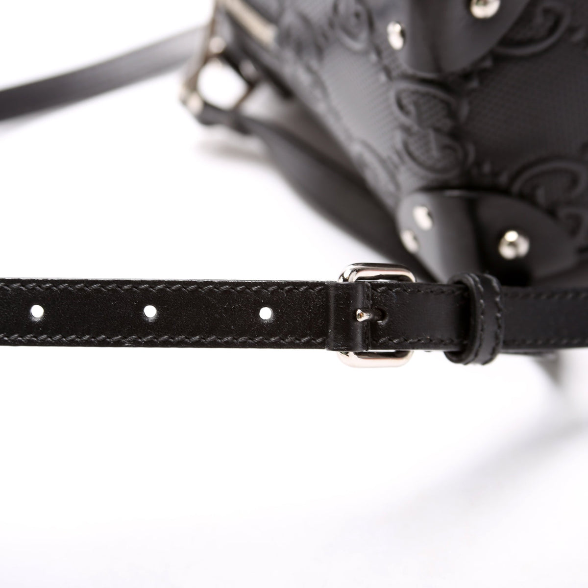 GG Embossed Square Messenger Bag Black