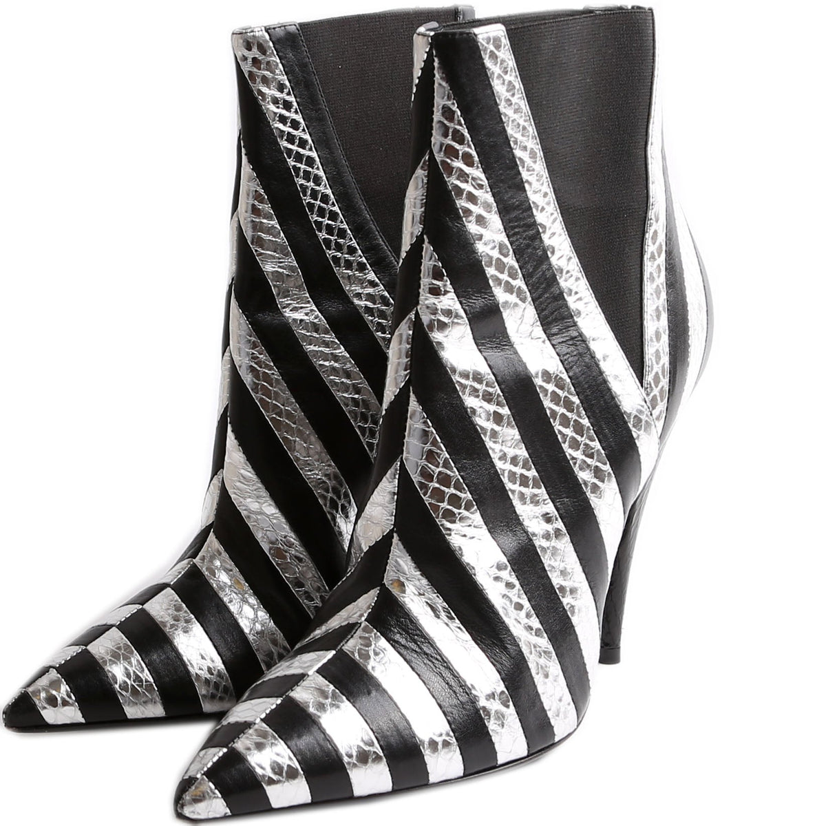 Kiki Striped Leather Booties Size .