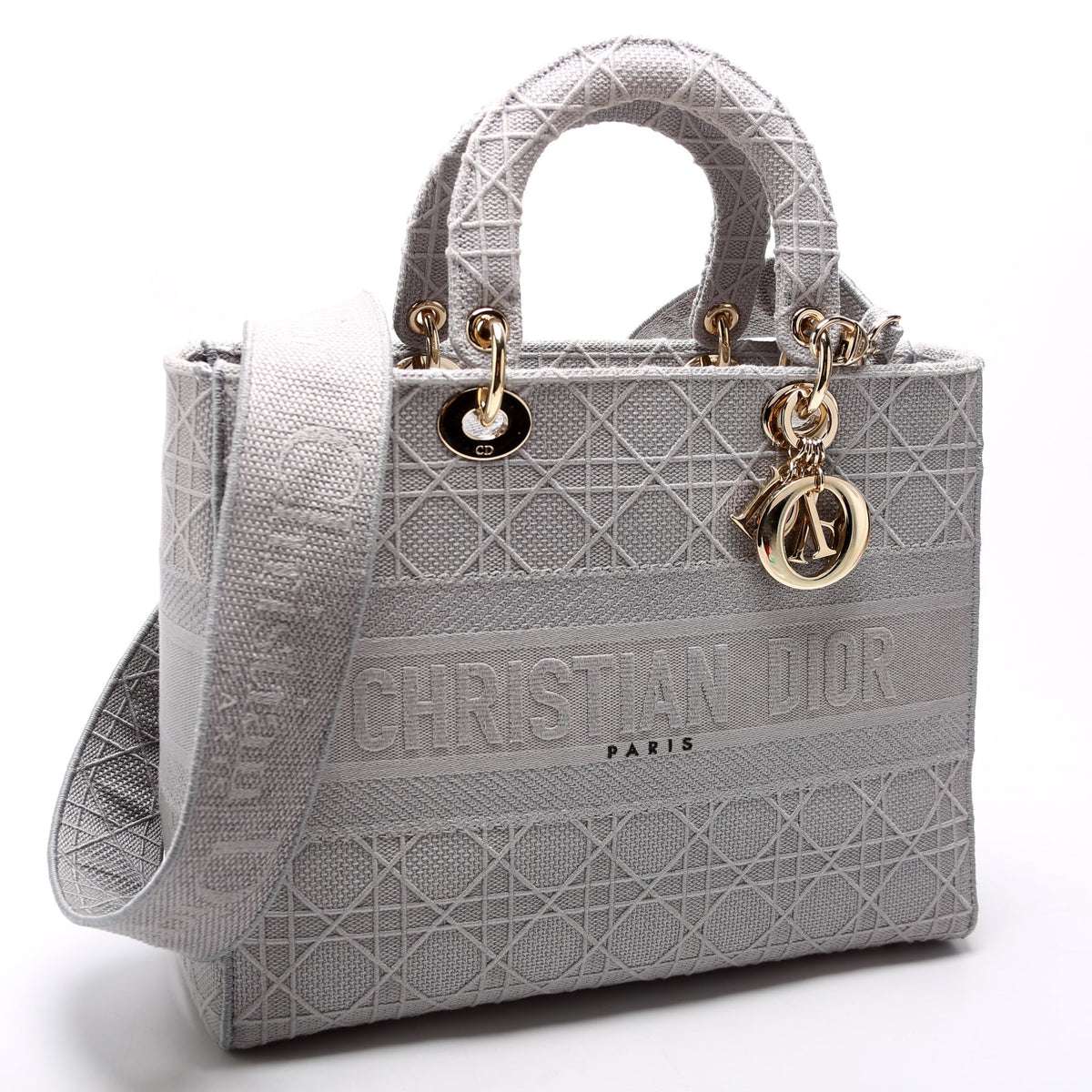 Lady D-Lite Embroidered Cannage Large Grey