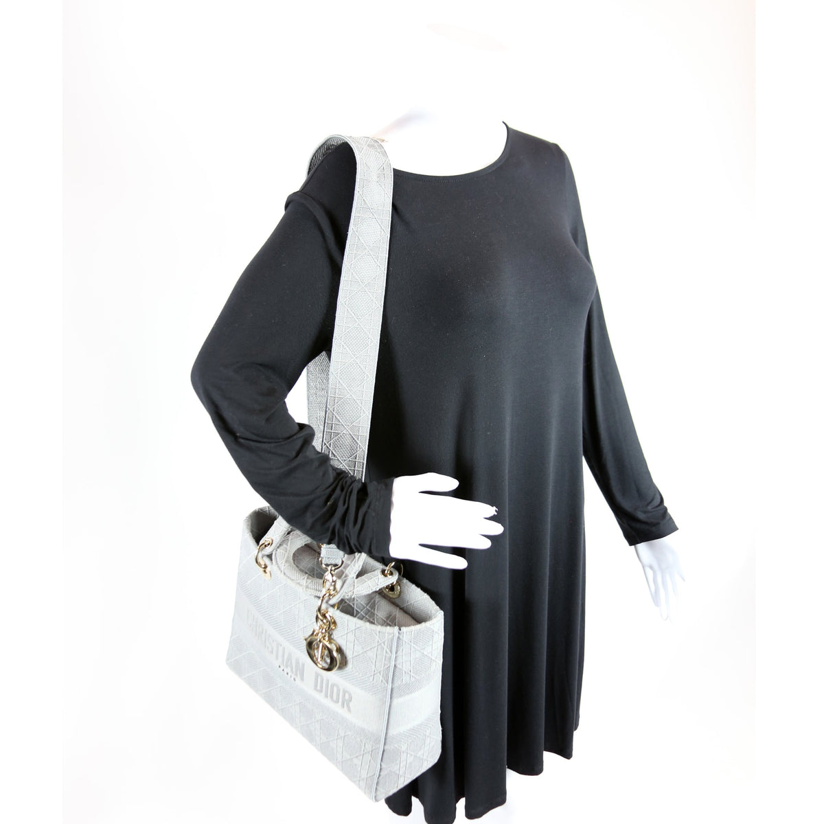 Lady D-Lite Embroidered Cannage Large Grey