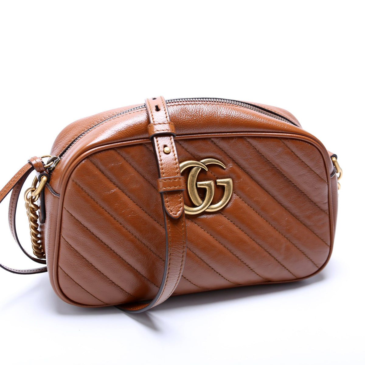 Marmont Small Leather Camera Brown
